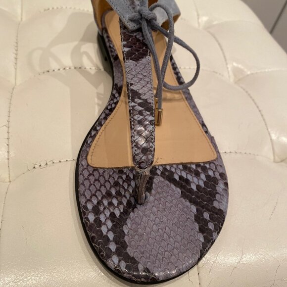 Hugo Boss blue suede & snake skin flat sandals & suede tie-up laces. Size 37.5 - Picture 9 of 9
